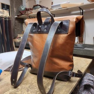 Full Leather Roll Top Backpack