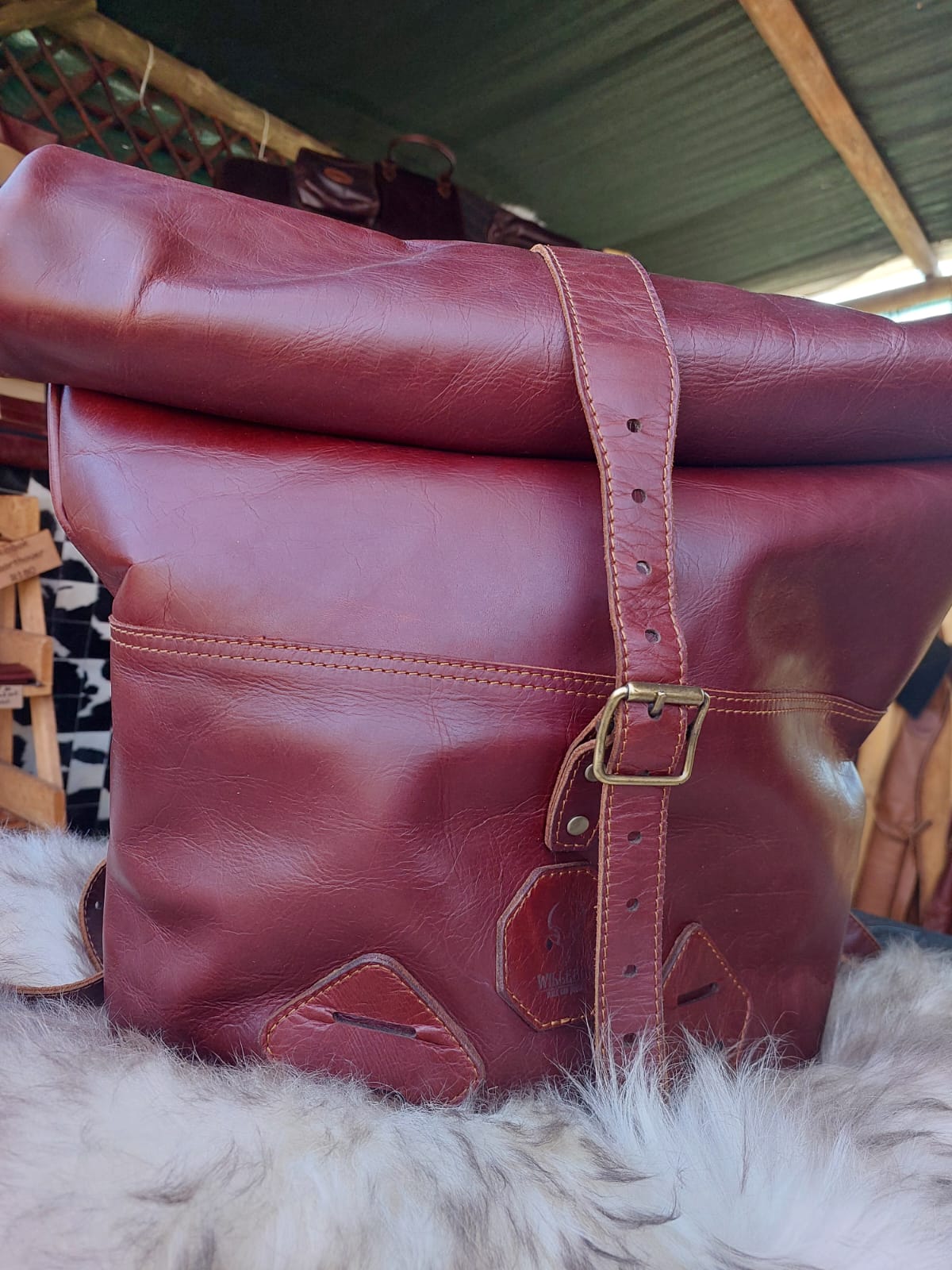 Full Leather Roll Top Backpack - Image 4
